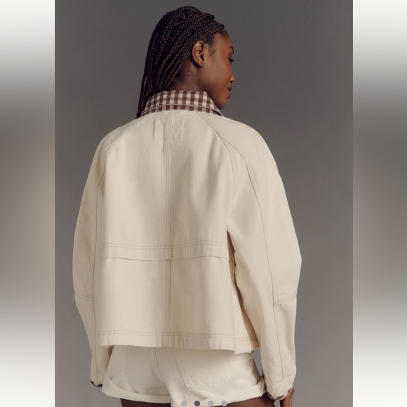 Pilcro Anthropologie Cream and Brown Gingham Jacket - Picture 2 of 7